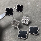 [⭐DORISW] CLOVER 3-MOTIV DIAMANT ONYX SILBEROHRRINGE