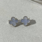 [⭐DORISW] CLOVER CHALCEDONY SILBER-STEKKEROHRRINGE