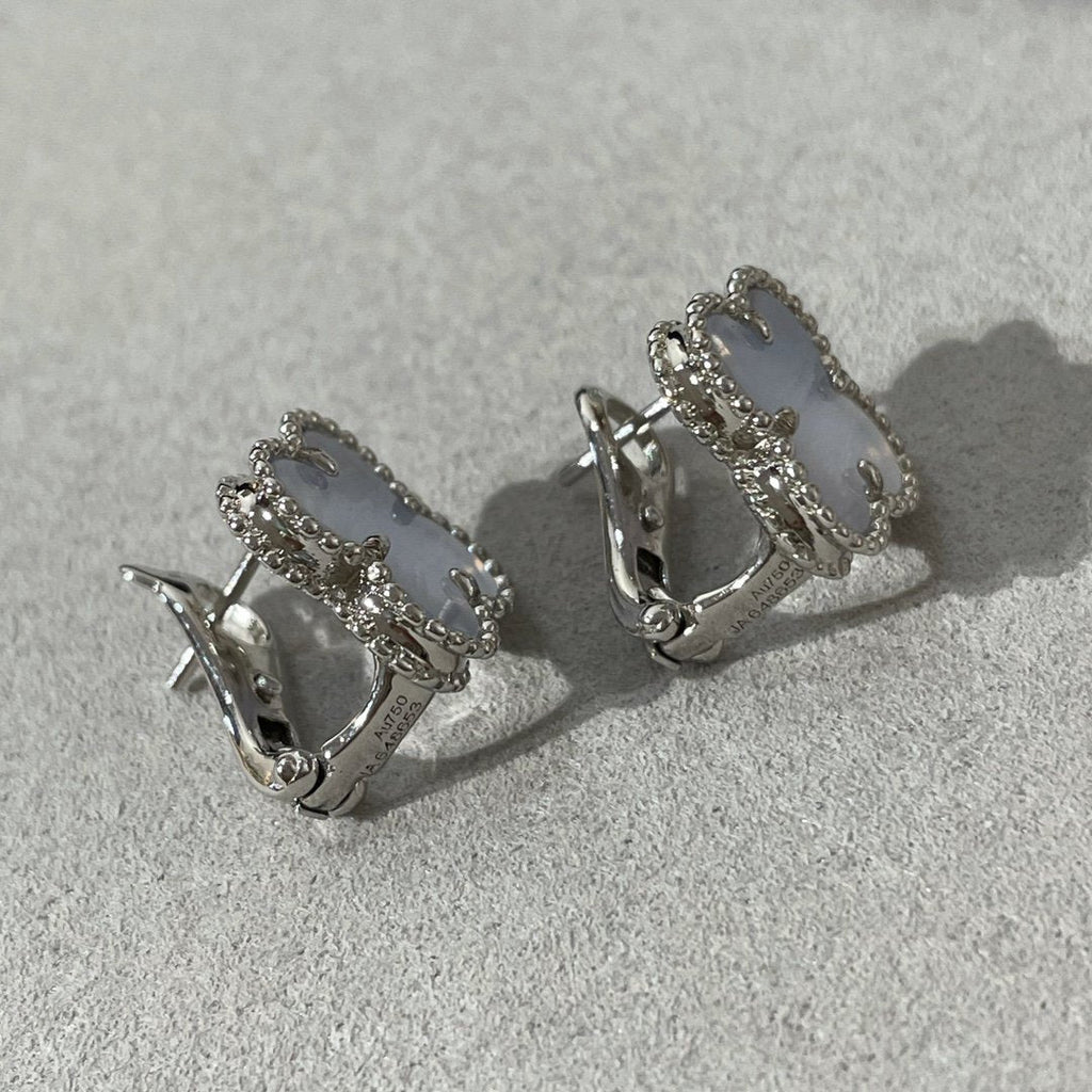 [⭐DORISW] CLOVER CHALCEDONY SILBER-STEKKEROHRRINGE