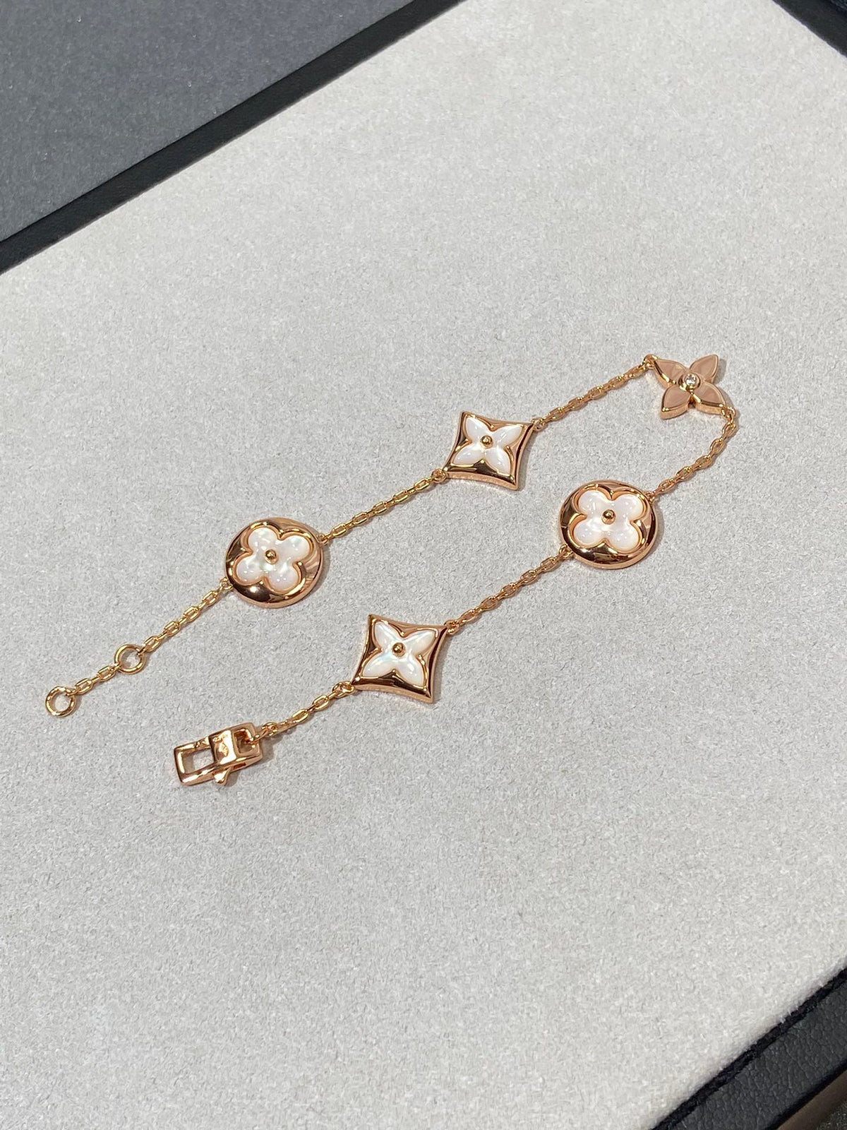 [⭐DORISW] STERN UND SONNE 5-MOTIV PERLMUTT ROSÉGOLD ARMBAND