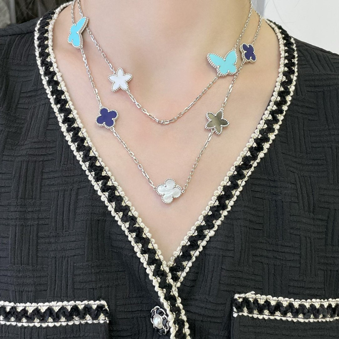 [⭐DORISW] GLÜCKSKLEE SILBER HALSKETTE MIT 11 MOTIVEN