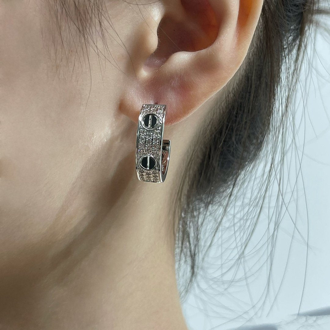 [⭐DORISW] LIEBE KERAMIK DIAMANTBESETZTE SILBEROHRRINGE