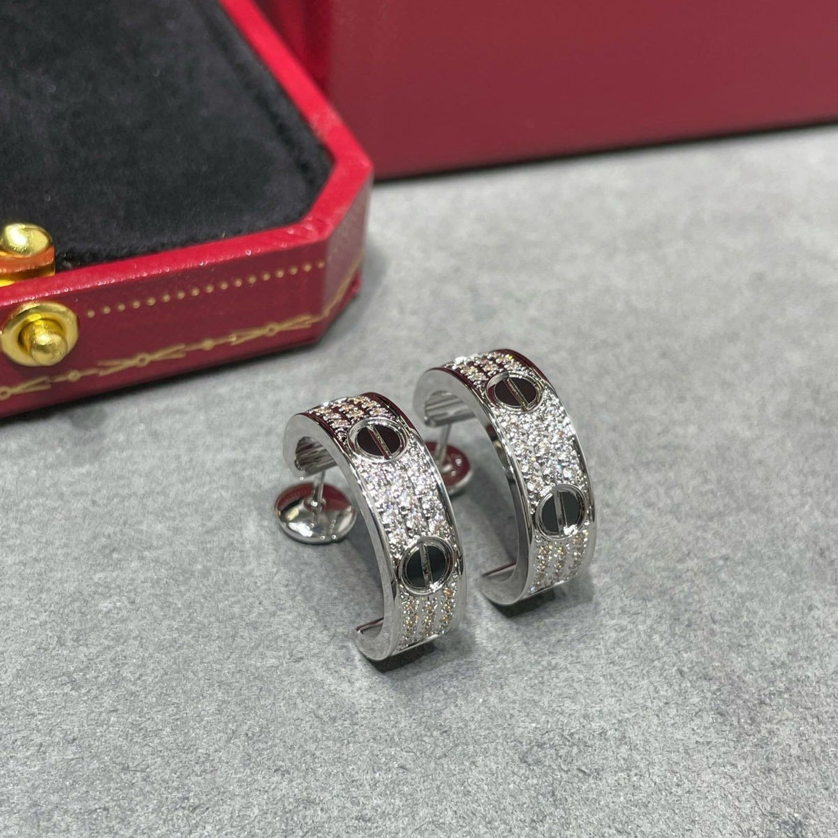 [⭐DORISW] LIEBE KERAMIK DIAMANTBESETZTE SILBEROHRRINGE