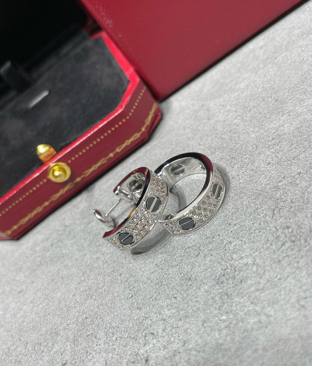 [⭐DORISW] LIEBE KERAMIK DIAMANTBESETZTE SILBEROHRRINGE