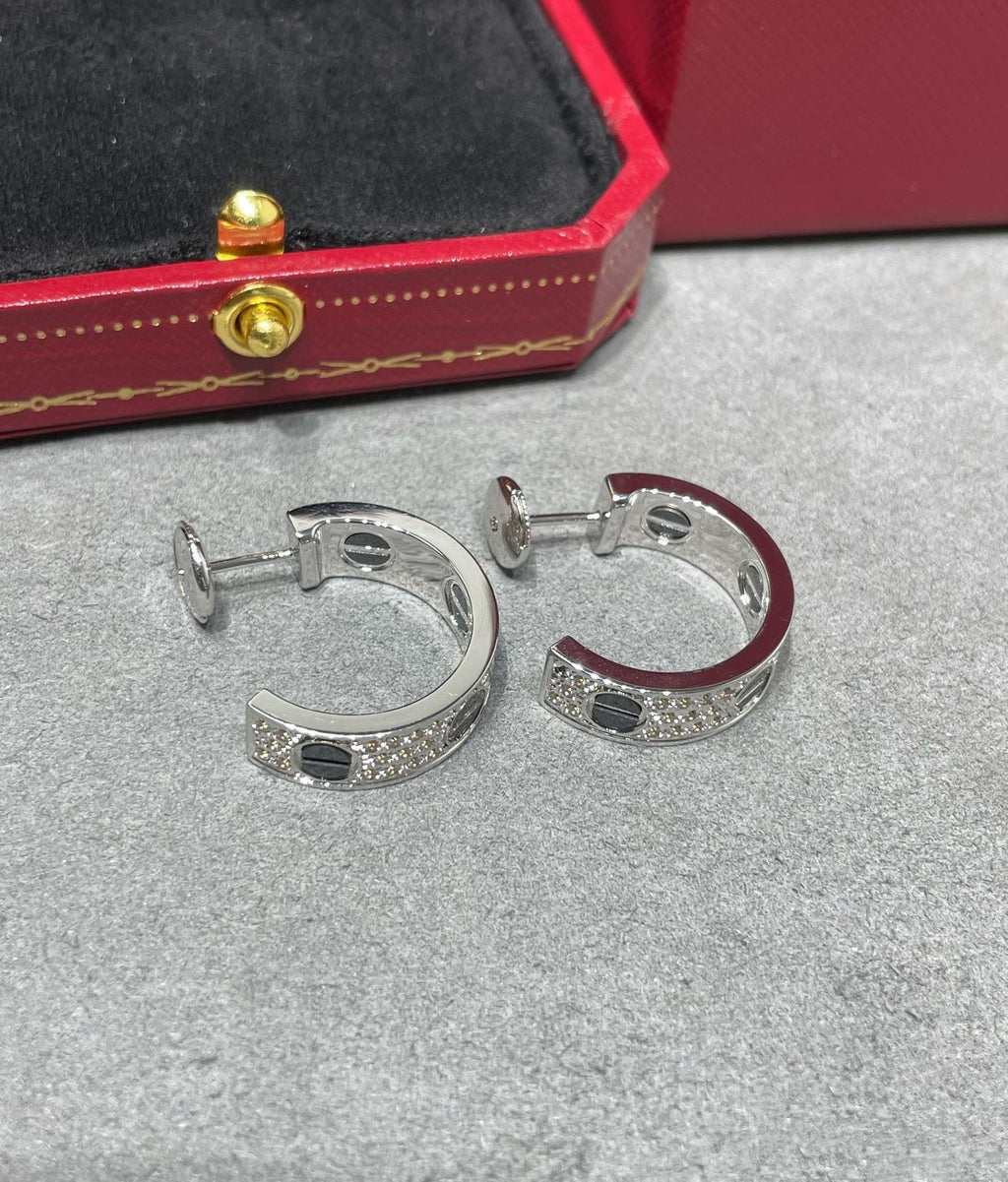 [⭐DORISW] LIEBE KERAMIK DIAMANTBESETZTE SILBEROHRRINGE