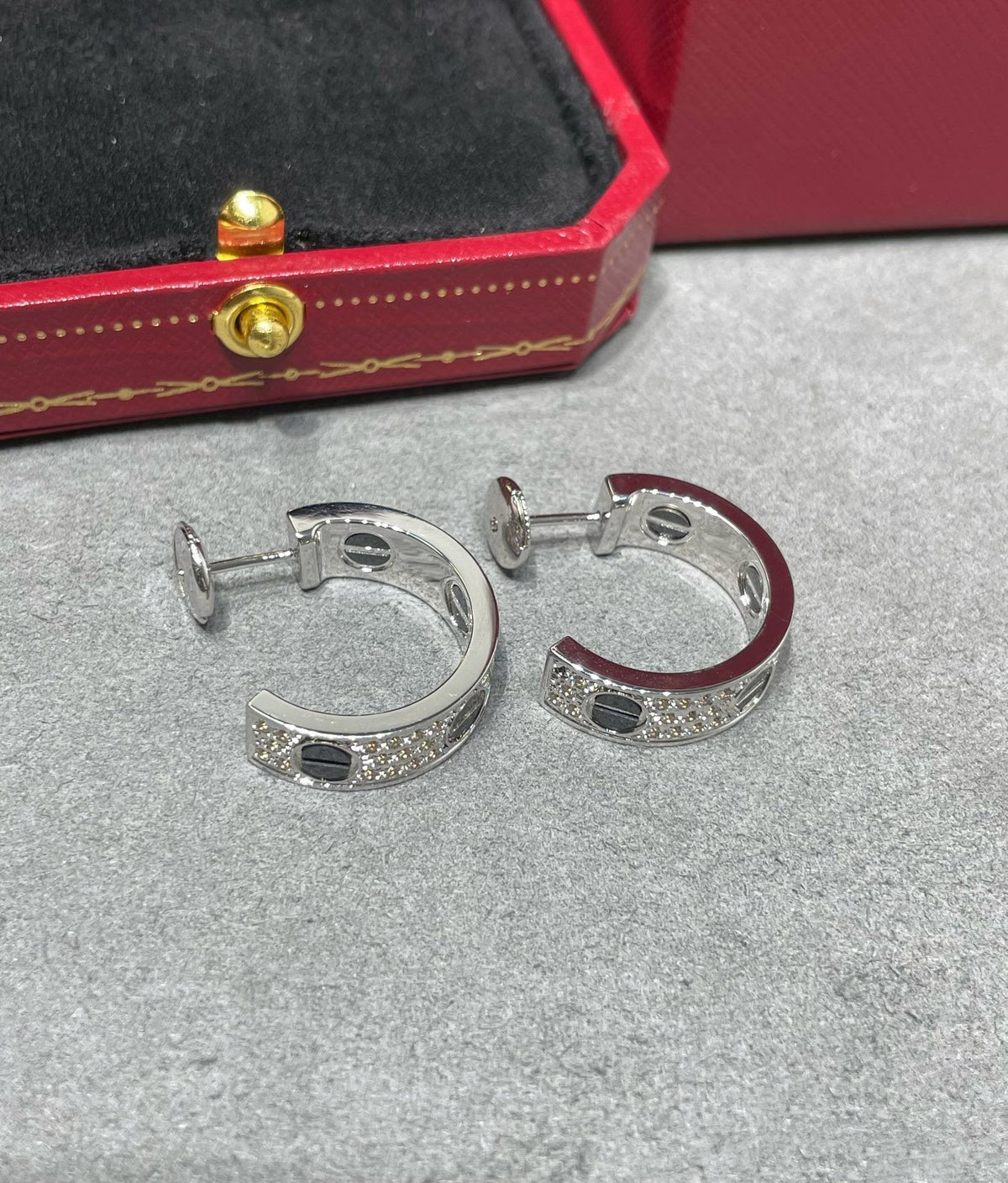 [⭐DORISW] LIEBE KERAMIK DIAMANTBESETZTE SILBEROHRRINGE