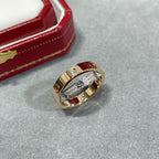 [⭐DORISW] LOVE PINK GOLD SILVER DIAMOND DOUBLE RING