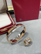 [⭐DORISW] LOVE PINK GOLD SILVER DIAMOND DOUBLE RING