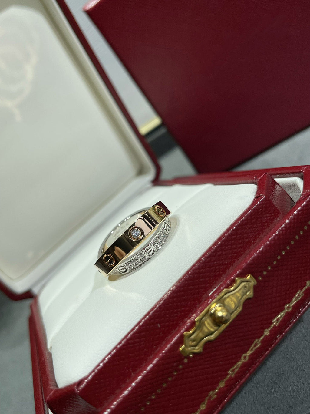 [⭐DORISW] LOVE PINK GOLD SILVER DIAMOND DOUBLE RING