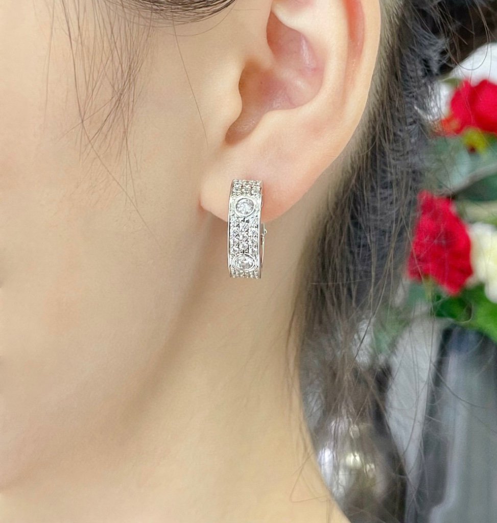 [⭐DORISW] LOVE 5.5MM ダイヤモンド パヴェ イヤリング