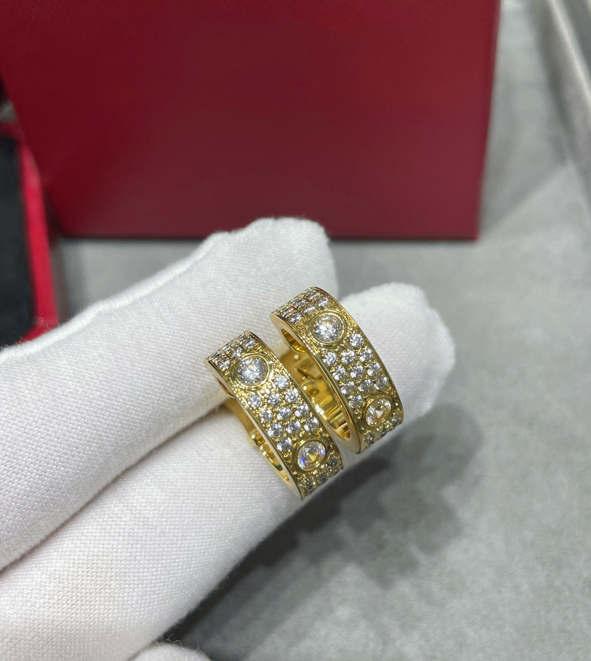 [⭐DORISW] LOVE 5.5MM ダイヤモンド パヴェ イヤリング
