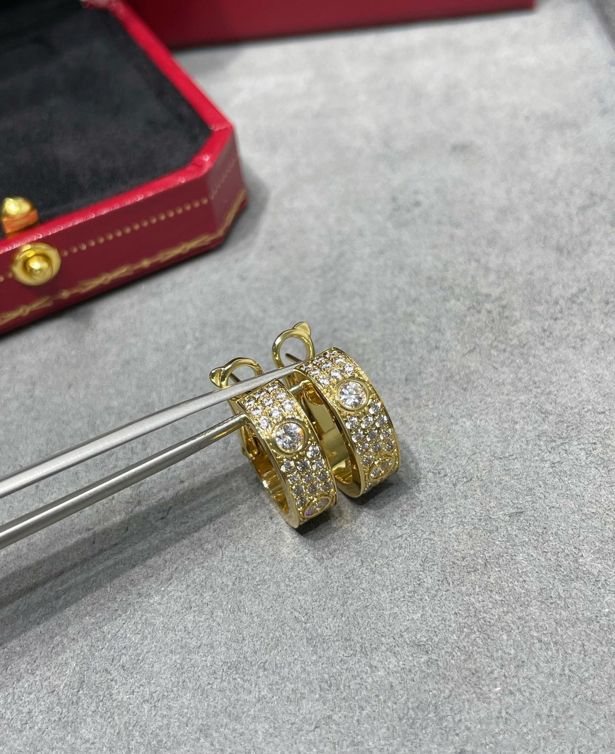 [⭐DORISW] LOVE 5.5MM ダイヤモンド パヴェ イヤリング
