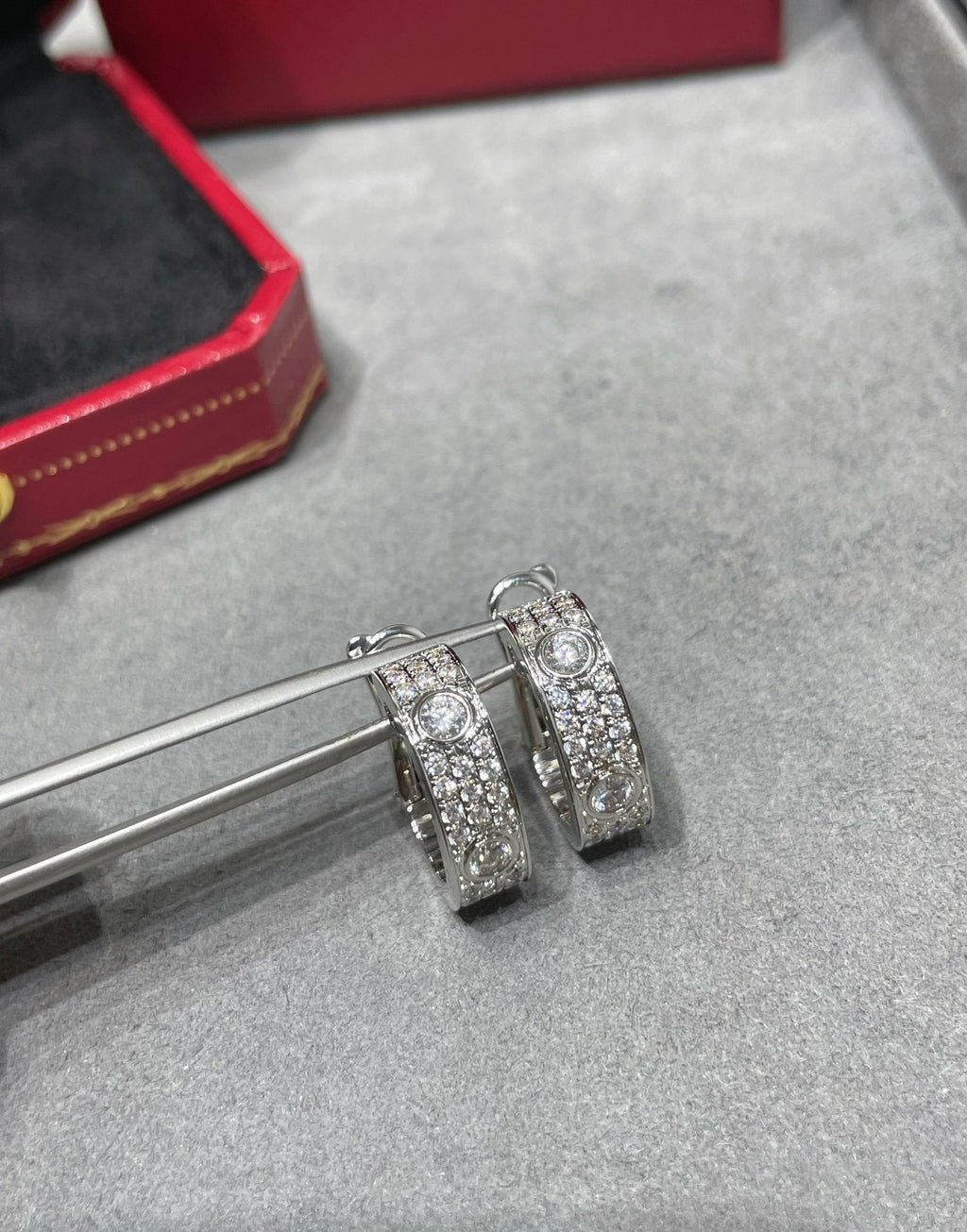 [⭐DORISW] LOVE 5.5MM ダイヤモンド パヴェ イヤリング