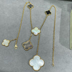 [⭐DORISW] CLOVER 6 MOTIF MOP ONYX GOLD NECKLACE