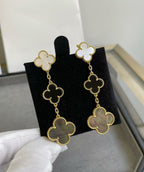 [⭐DORISW] CLOVER 3 MOTIF MOP ONYX DARK MOP PINK GOLD EARRINGS
