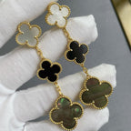 [⭐DORISW] CLOVER 3 MOTIF MOP ONYX DARK MOP PINK GOLD EARRINGS