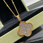 [⭐DORISW] CLOVER 25 MM GROSSER ANHÄNGER MIT DIAMANT-PAVÉ LANGE HALSKETTE