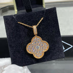 [⭐DORISW] CLOVER 25 MM GROSSER ANHÄNGER MIT DIAMANT-PAVÉ LANGE HALSKETTE