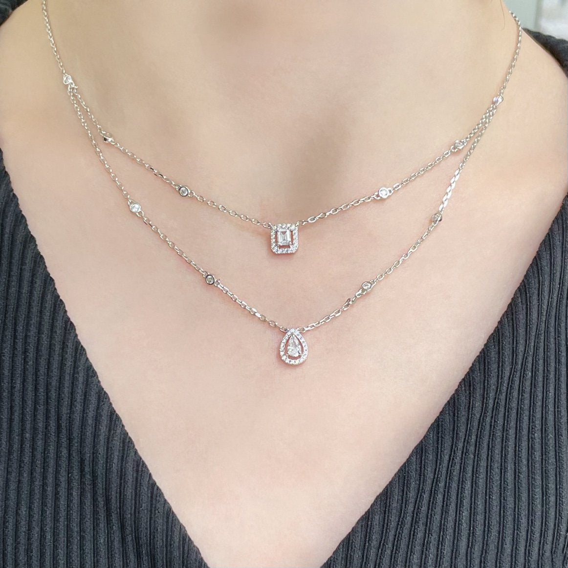 [[⭐DORISW] ] MY TWIN 2連ダイヤモンドネックレス