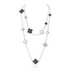 [⭐DORISW] CLOVER 16 MOTIV CHALCEDON PERLMUTT SILBERHALSKETTE