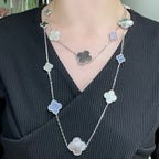 [⭐DORISW] CLOVER 16 MOTIV CHALCEDON PERLMUTT SILBERHALSKETTE