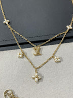 [⭐DORISW] FLOWERGRAM GOLD MOP DOPPELREIHIGE HALSKETTE