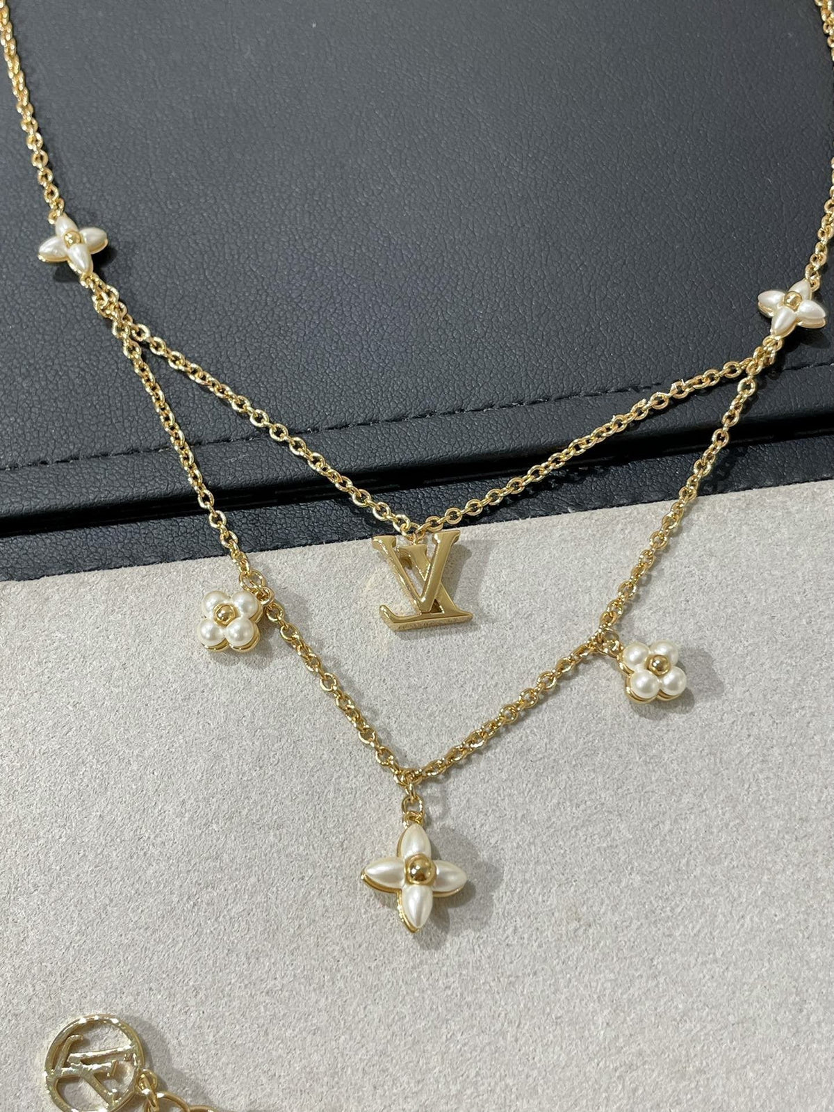 [⭐DORISW] FLOWERGRAM GOLD MOP DOPPELREIHIGE HALSKETTE