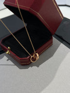 [⭐DORISW] LOVE NECKLACE DOUBLE RING PINK GOLD
