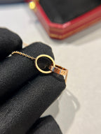[⭐DORISW] LOVE NECKLACE DOUBLE RING PINK GOLD