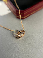 [⭐DORISW] LOVE NECKLACE DOUBLE RING PINK GOLD