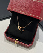 [⭐DORISW] LOVE NECKLACE DOUBLE RING PINK GOLD