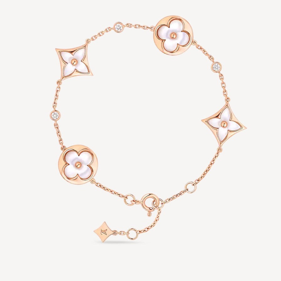[⭐DORISW] ARMBAND MIT STERN- UND SONNENMOTIV, WEISSES PERLMUTT, ROSÉGOLD