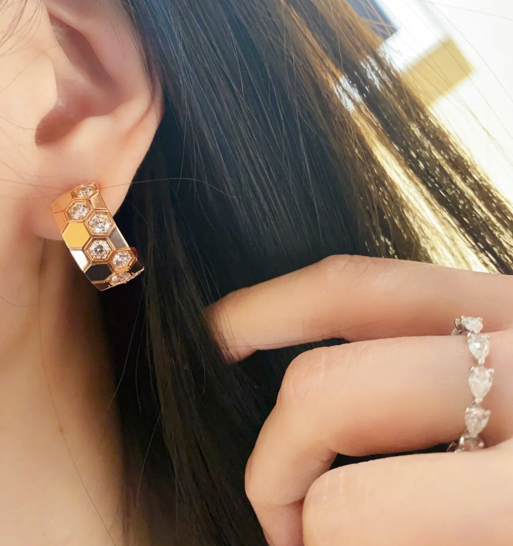 [⭐DORISW] BEE LOVE DIAMOND HOOP EARRINGS