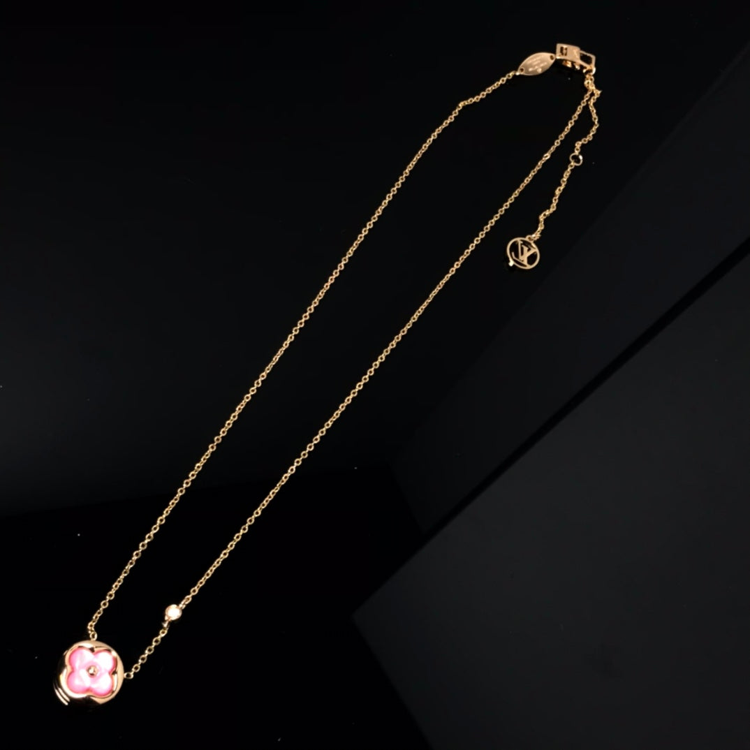 [⭐DORISW] COLOR BLOSSOM PINK MOP SONNENGOLD-HALSKETTE