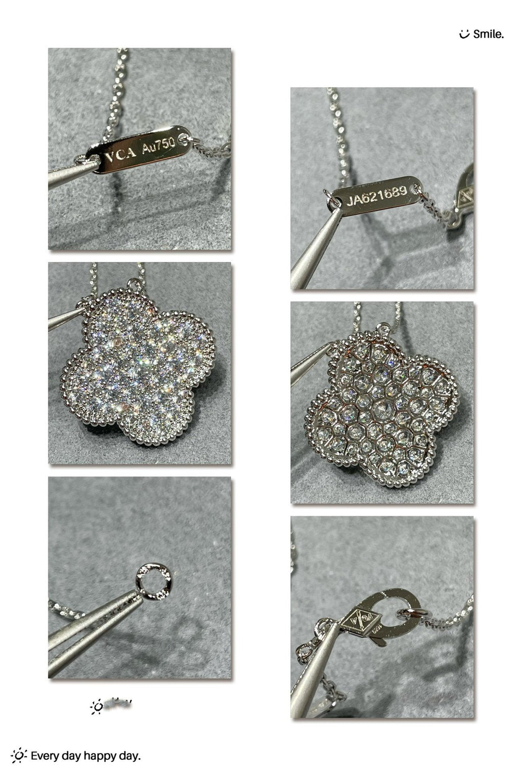 [⭐DORISW] CLOVER 25MM ラージペンダント ダイヤモンドパヴェ シルバーネックレス