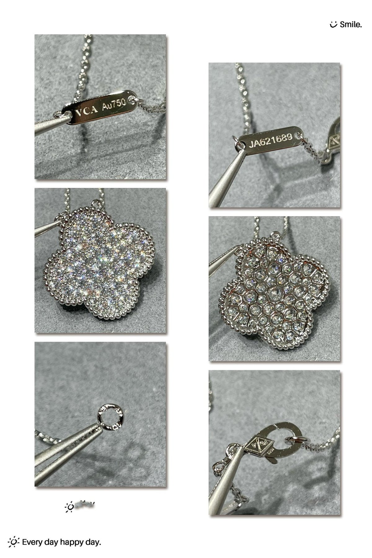 [⭐DORISW] CLOVER 25MM ラージペンダント ダイヤモンドパヴェ シルバーネックレス