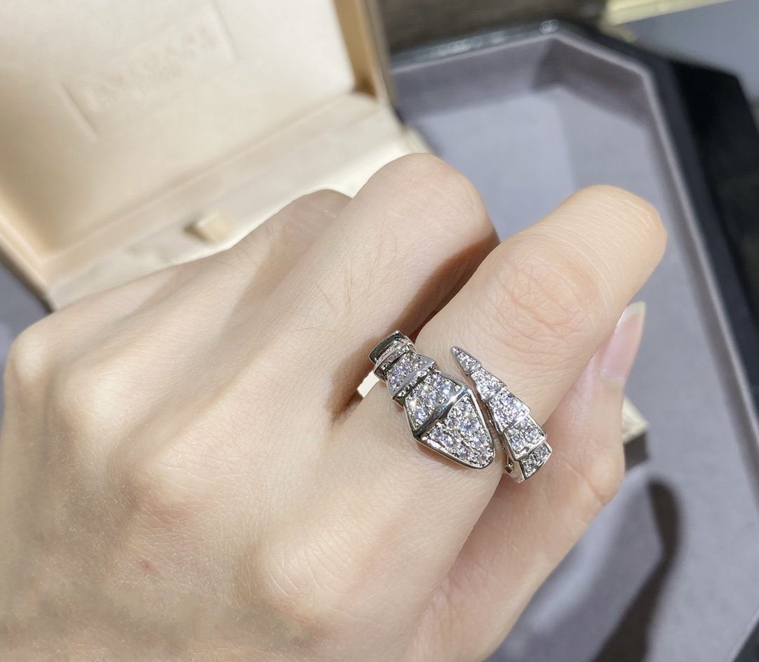 [⭐DORISW]SERPENTI GROSSER RING SILBER DIAMANT-PAVÉ