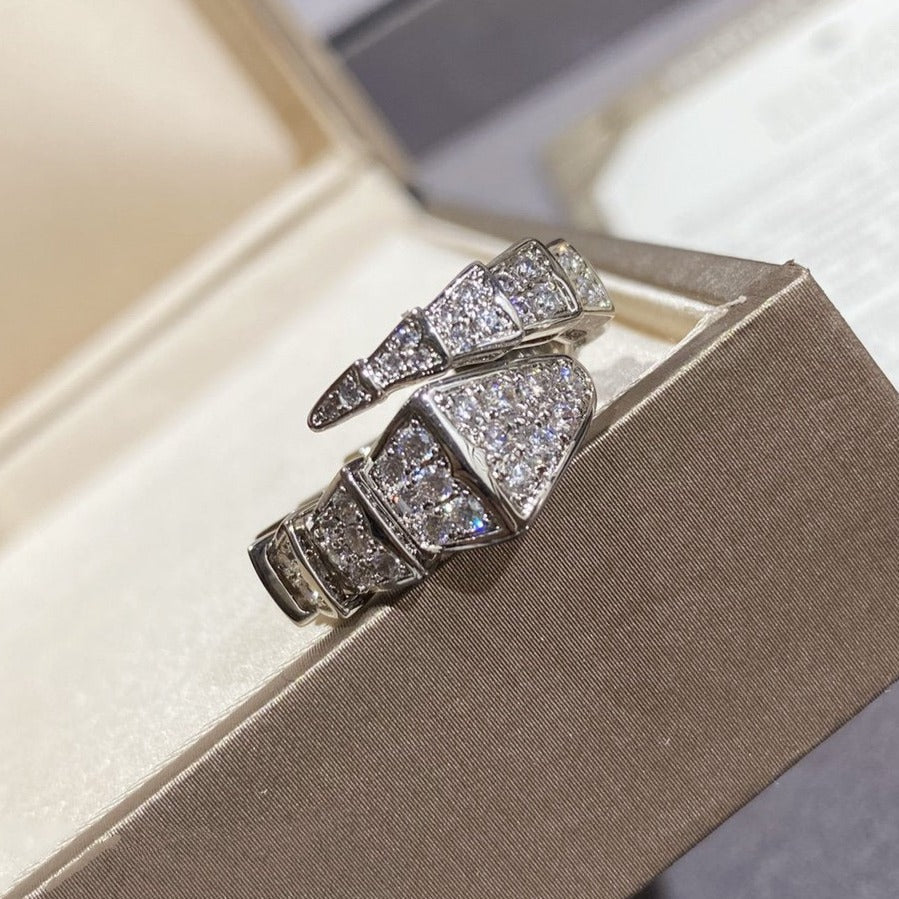 [⭐DORISW]SERPENTI GROSSER RING SILBER DIAMANT-PAVÉ
