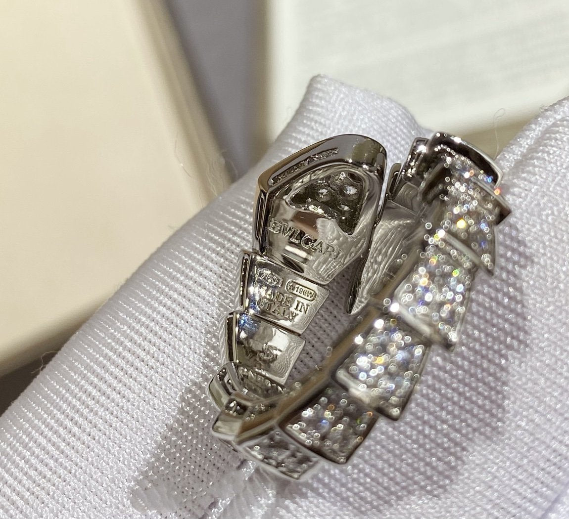 [⭐DORISW]SERPENTI GROSSER RING SILBER DIAMANT-PAVÉ