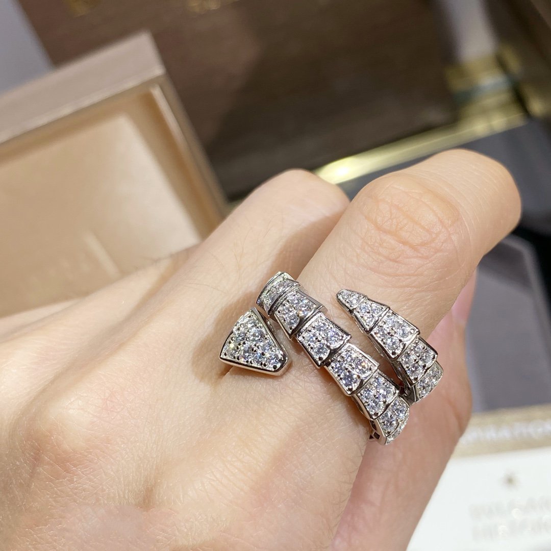 [⭐DORISW]SERPENTI DOPPELRING SILBER DIAMANTBESETZT