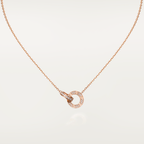 [⭐DORISW] LOVE 7.6MM ネックレス ローズゴールド＆シルバー フルダイヤモンド