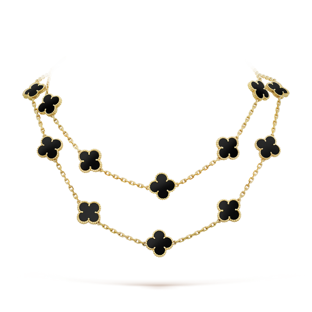 [⭐DORISW] CLOVER 20 MOTIFS ONYX NECKLACE