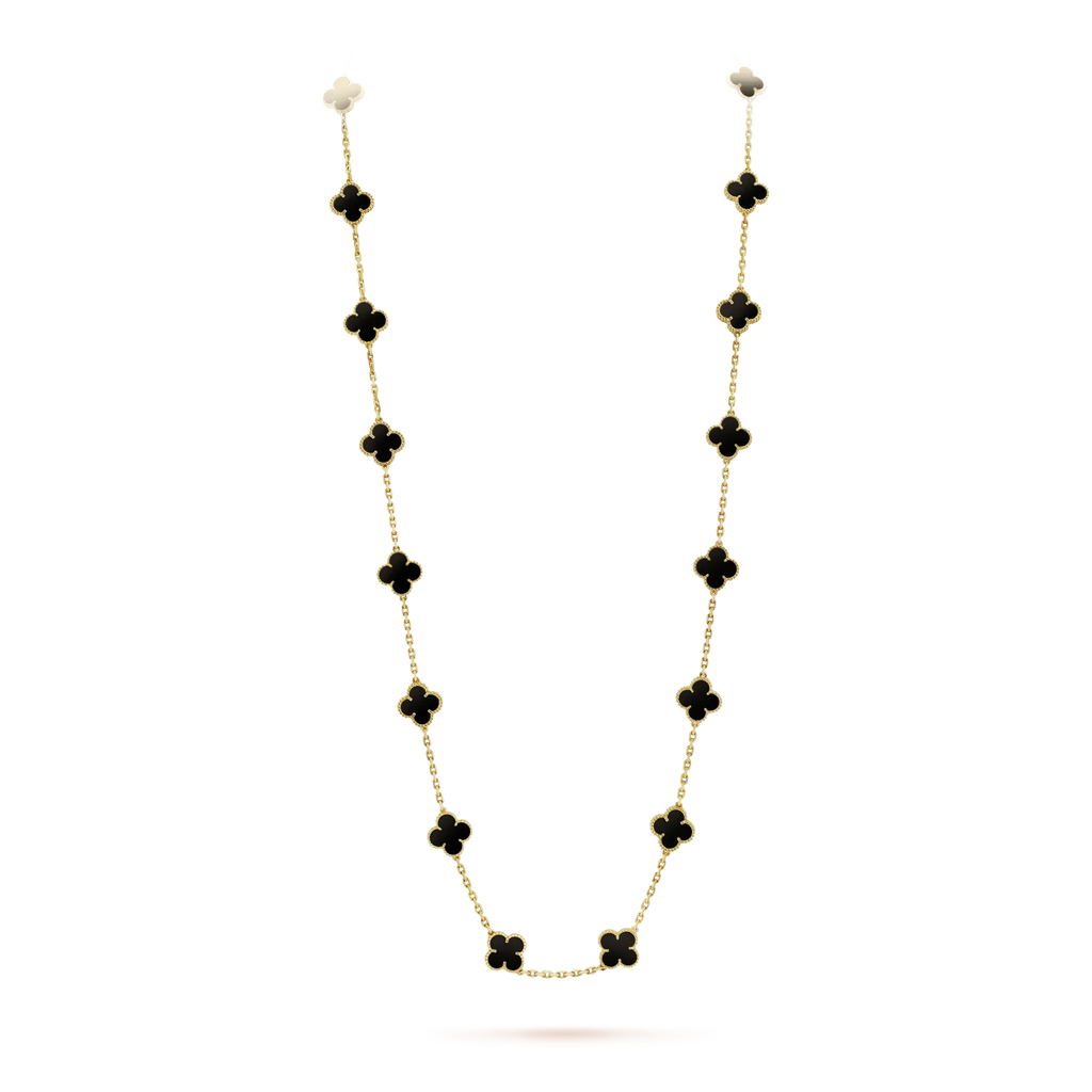 [⭐DORISW] CLOVER 20 MOTIFS ONYX NECKLACE