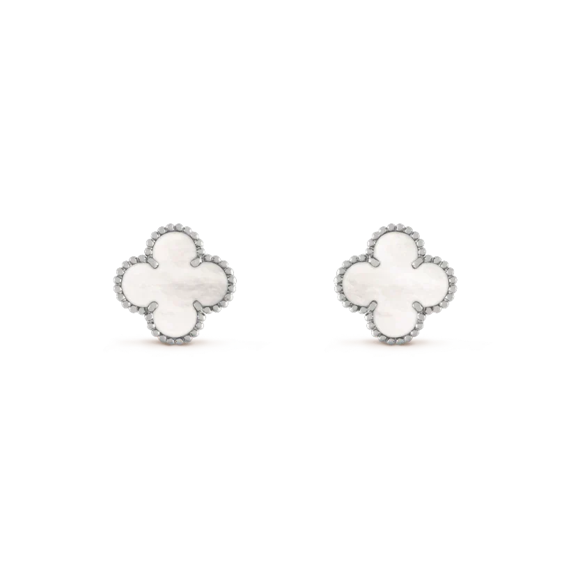 [⭐DORISW] CLOVER MEDIUM 1 MOTIF OHRRINGE WEISSES PERLMUTT SILBER