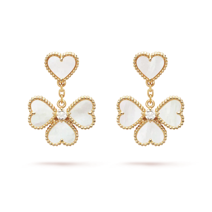 [⭐DORISW] CLOVER SWEET WHITE OHRHÄNGER MIT MOP