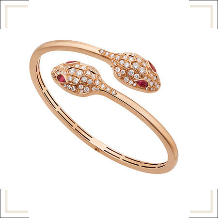 [⭐DORISW]SERPENTI BRACELET PINK GOLD DIAMOND DOUBLE SNAKE