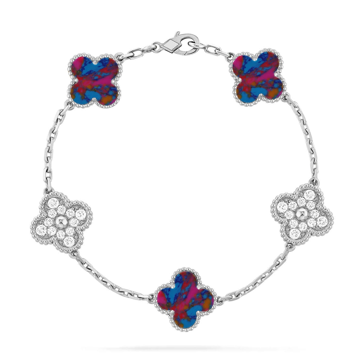 [[⭐DORISW] ]NEUE CLOVER 5 MOTIV FARBSTEIN-ARMBAND-KOLLEKTION