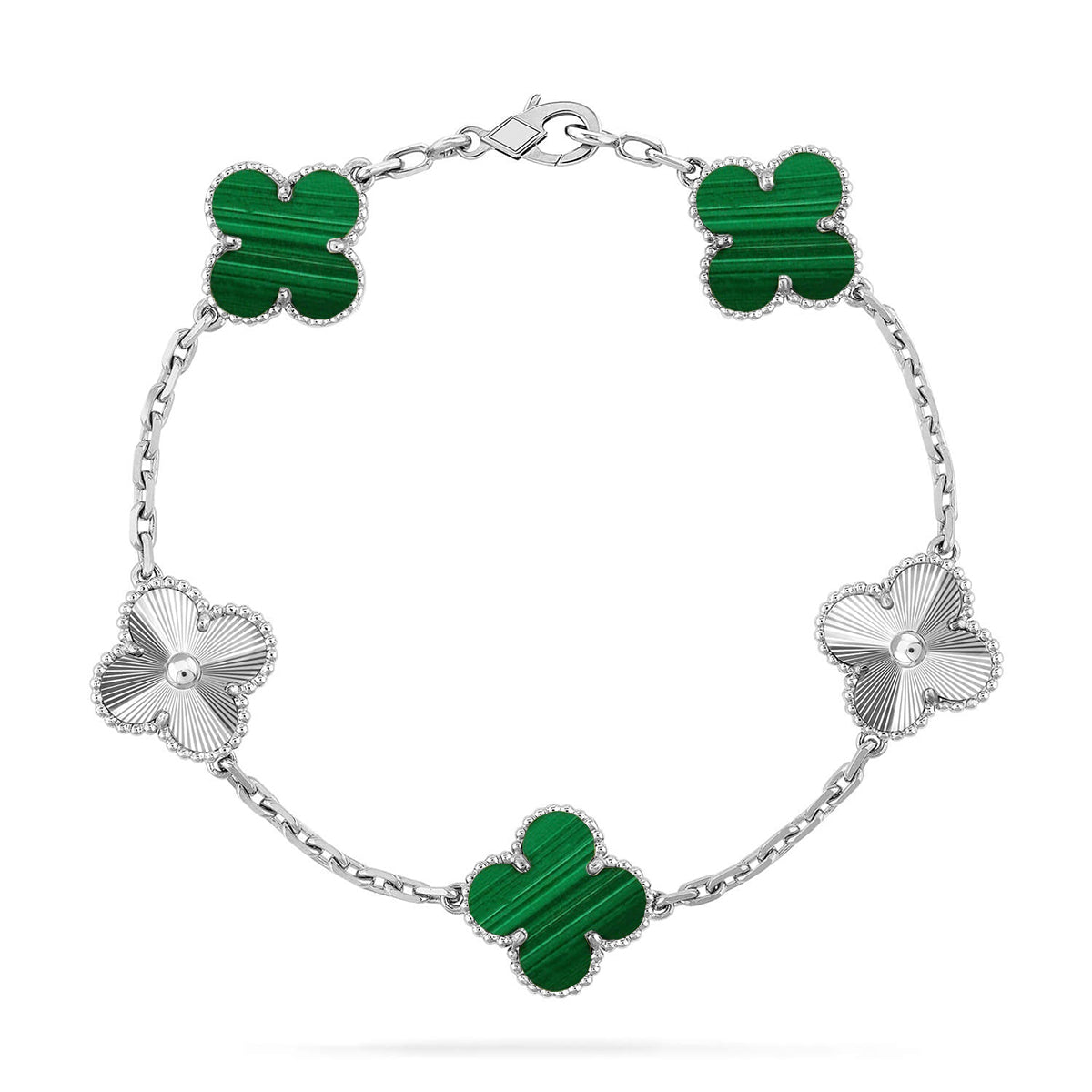 [[⭐DORISW] ]New  CLOVER 5 MOTIF MALACHITE BRACELET COLLECTION