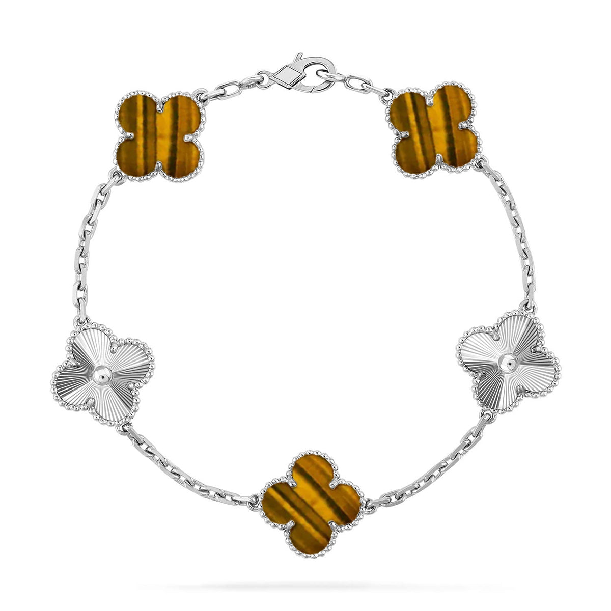 [[⭐DORISW] ]New  CLOVER 5 MOTIFS TIGER EYE BRACELET COLLECTION