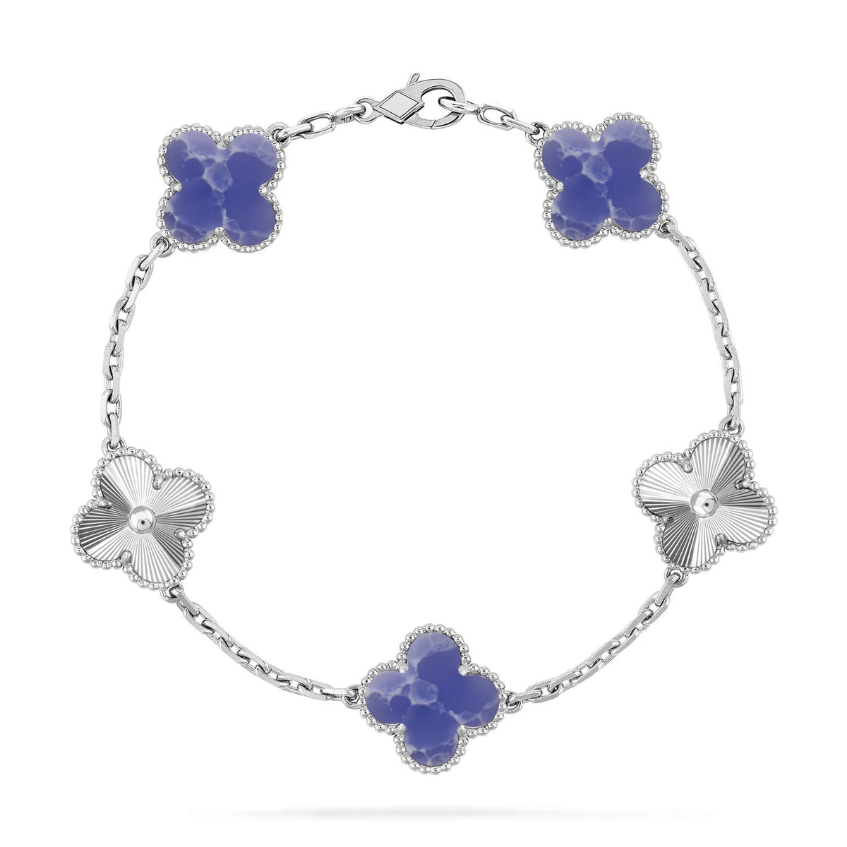 [[⭐DORISW] ]NEUE CLOVER 5 MOTIF ARMBAND-KOLLEKTION MIT BLAUEN ADERN